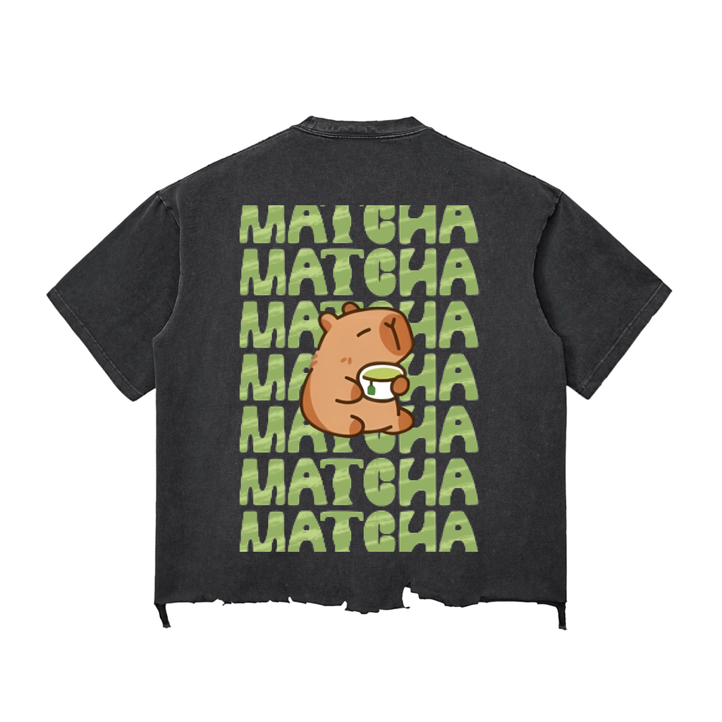 Matcha Snow Wash Raw-Hem Boxy T-shirt