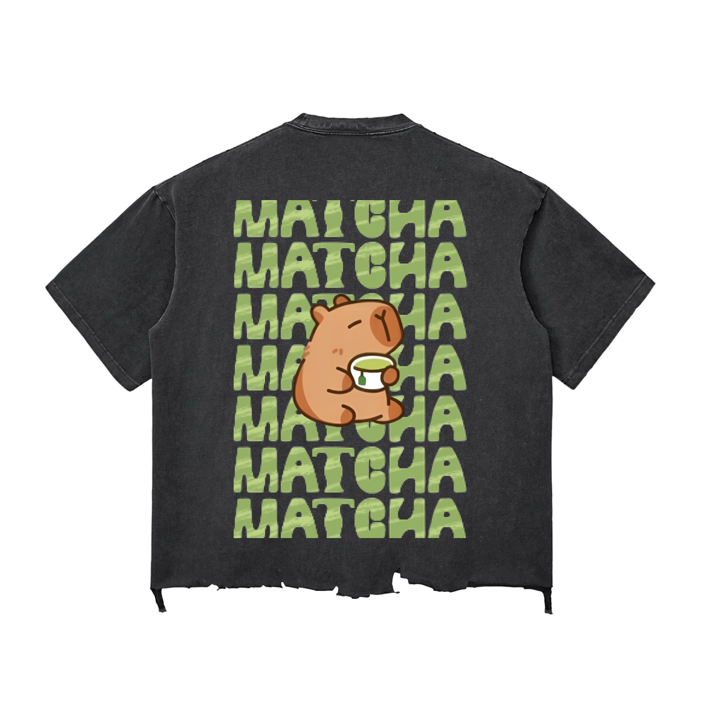 Matcha Snow Wash Raw-Hem Boxy T-shirt