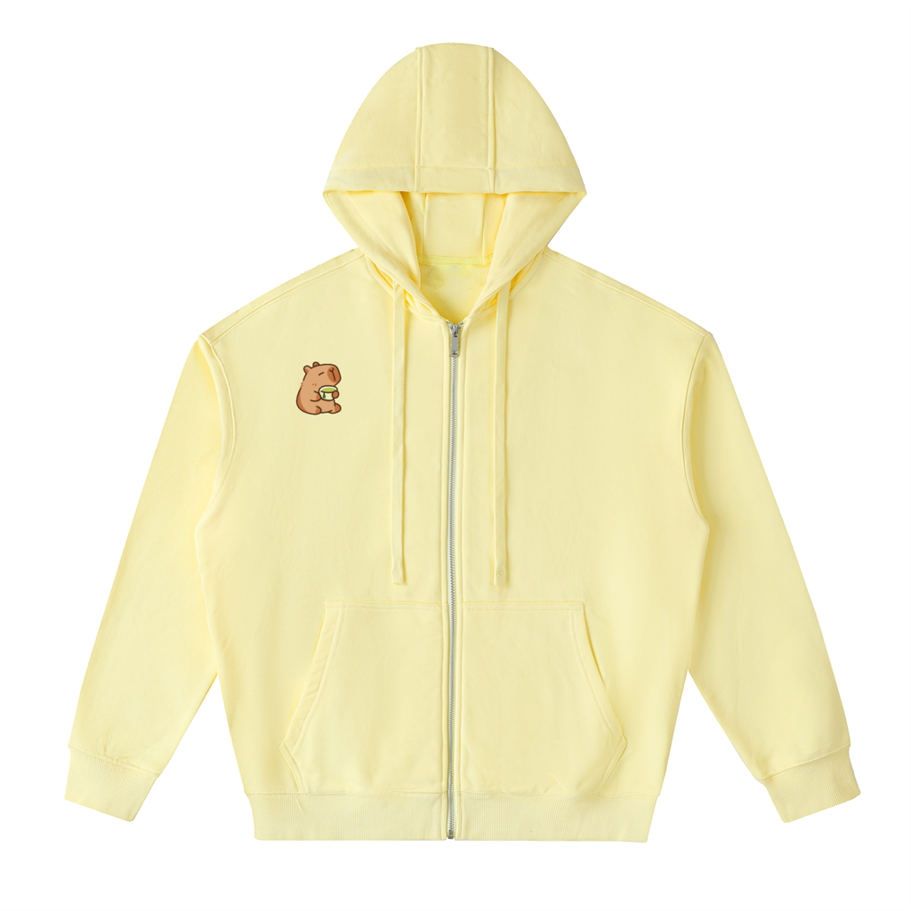 Matcha Drop-Shoulder Zip Up Hoodie