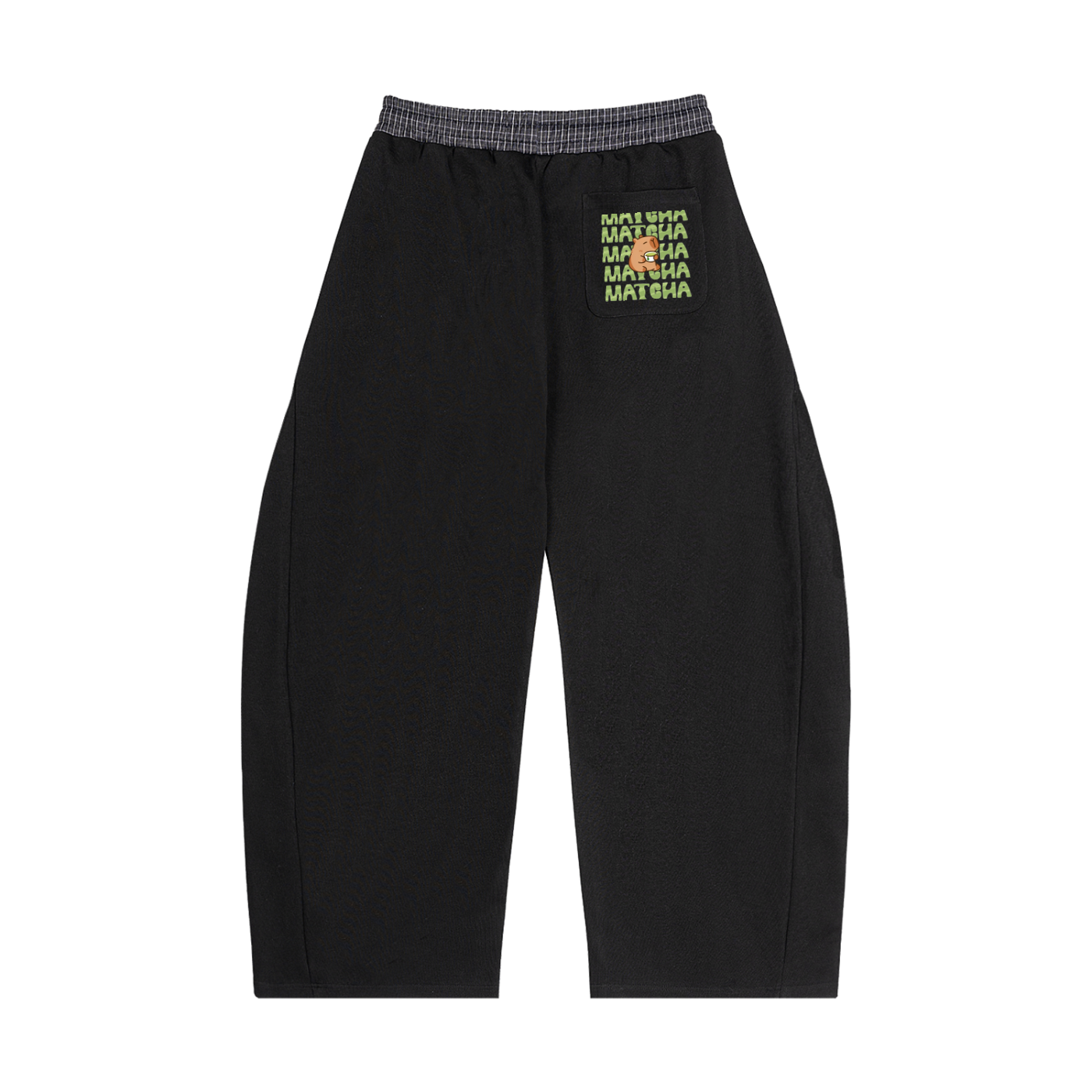 Matcha Plaid Waistband Barrel Sweatpants