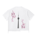 CN Tower Snow Wash Raw-Hem Boxy T-shirt