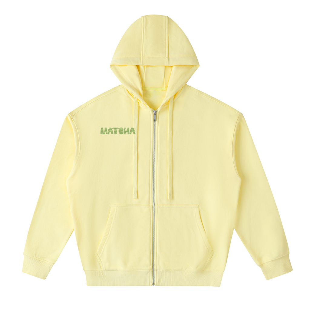 Matcha Drop-Shoulder Zip Up Hoodie