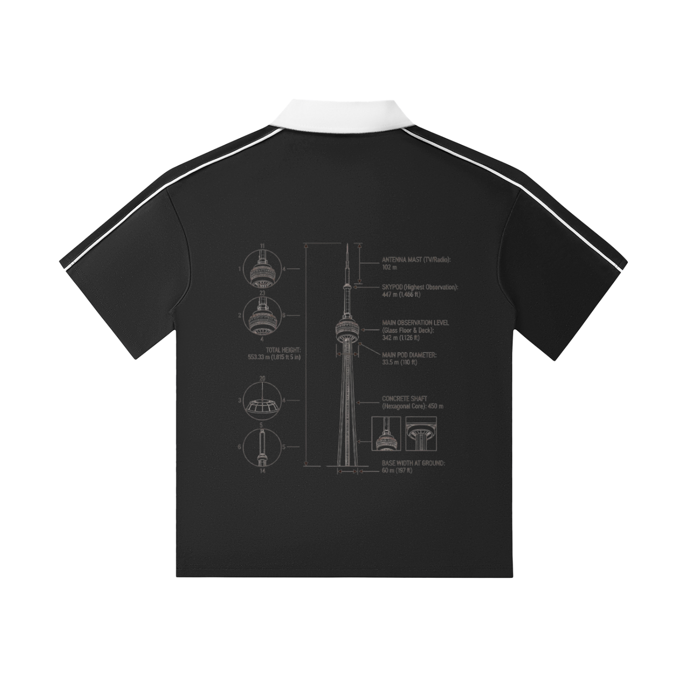 CN Tower Collar Short-Sleeve Polo Shirt