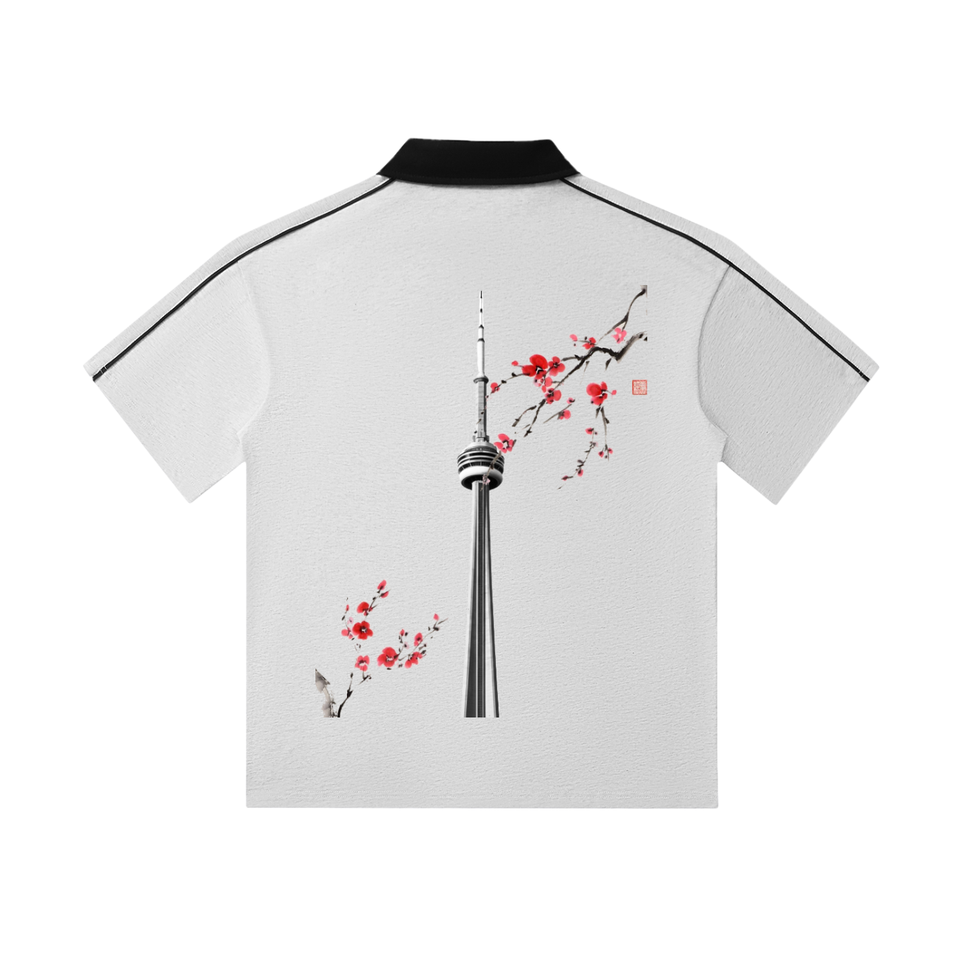 CN Tower Contrast Collar Short-Sleeve Polo Shirt