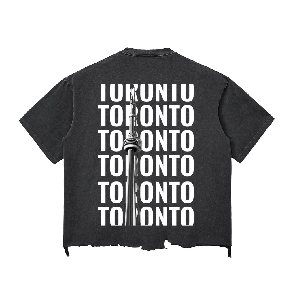 TOR Snow Wash Raw-Hem Boxy T-shirt