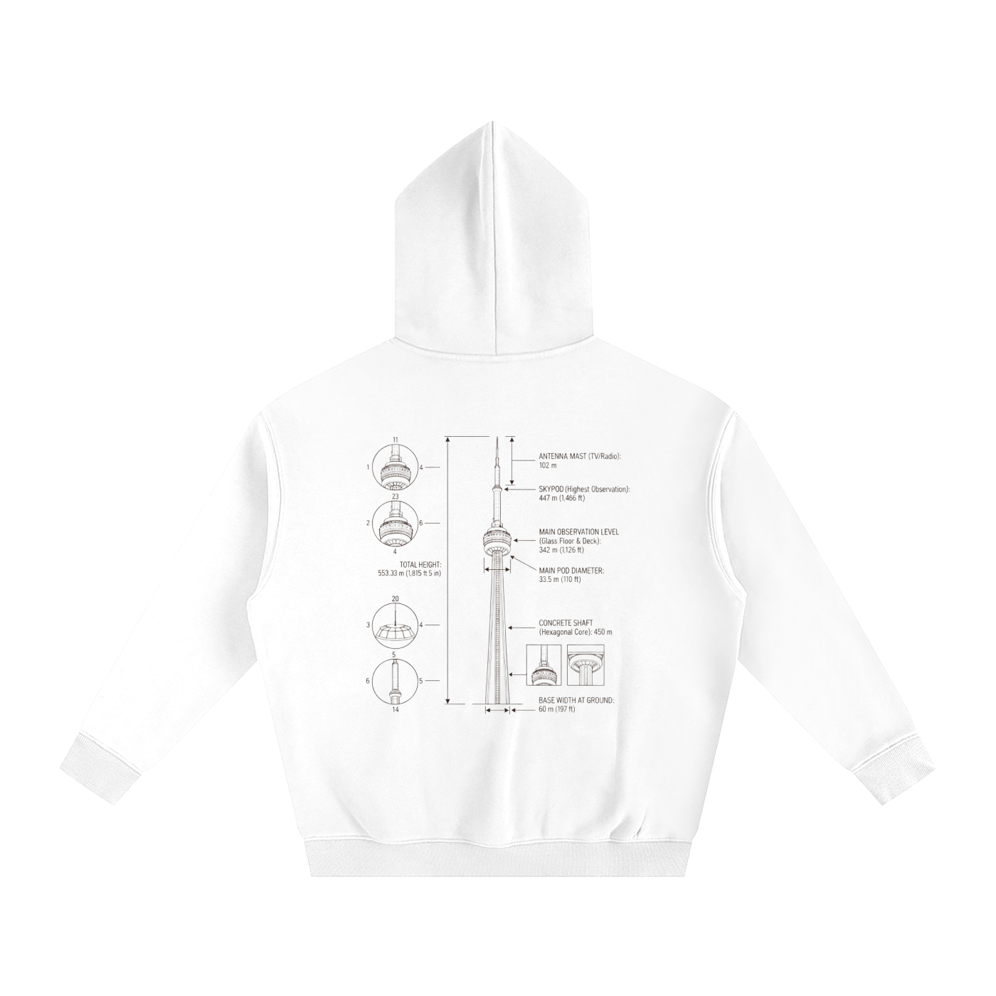 CN Tower Oversize Fleeced Hoodie