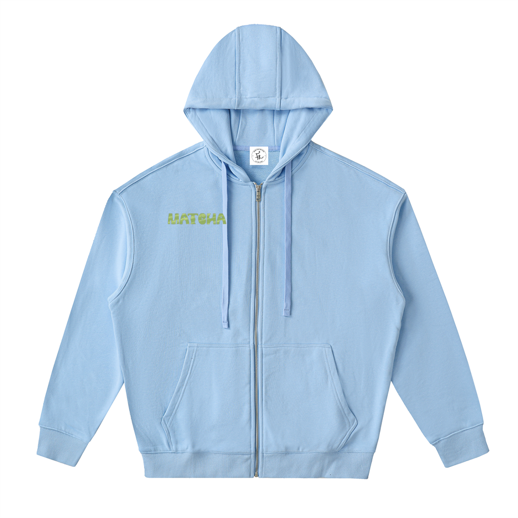 Matcha Drop-Shoulder Zip Up Hoodie