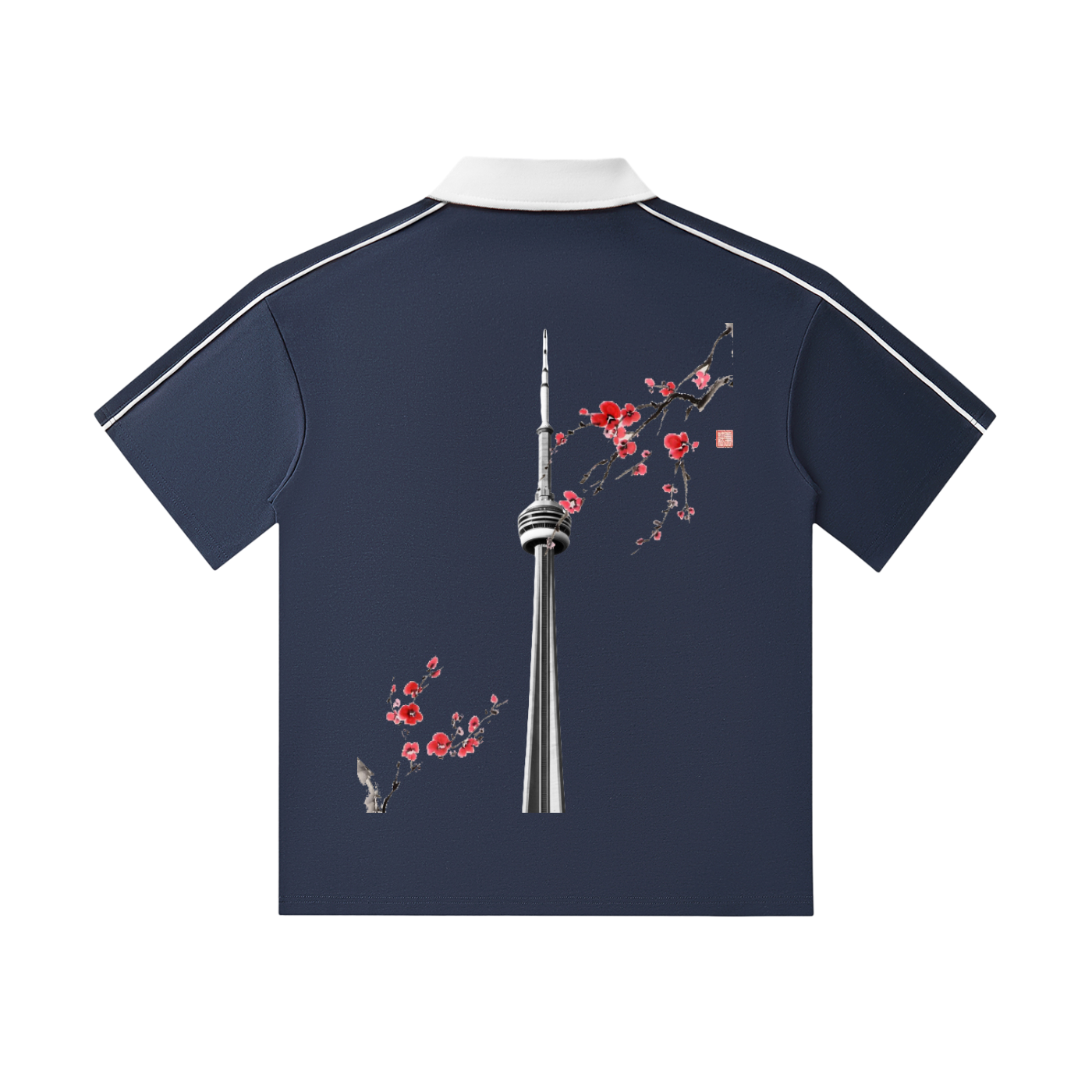 CN Tower Contrast Collar Short-Sleeve Polo Shirt
