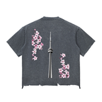 CN Tower Snow Wash Raw-Hem Boxy T-shirt