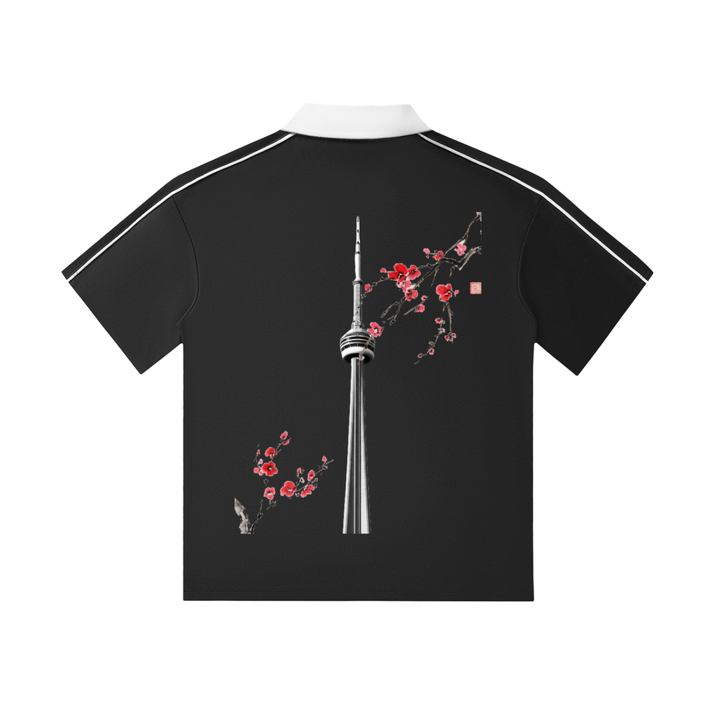 CN Tower Contrast Collar Short-Sleeve Polo Shirt