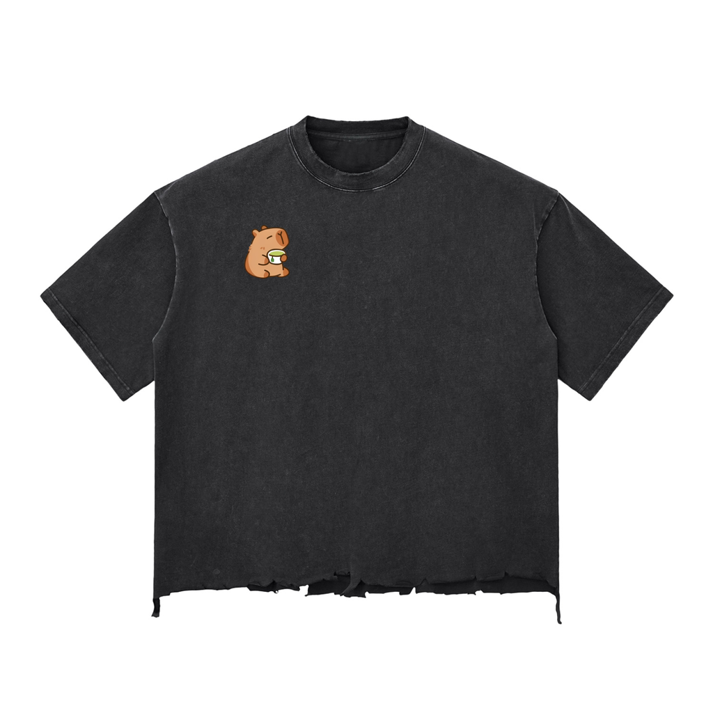 Matcha Snow Wash Raw-Hem Boxy T-shirt