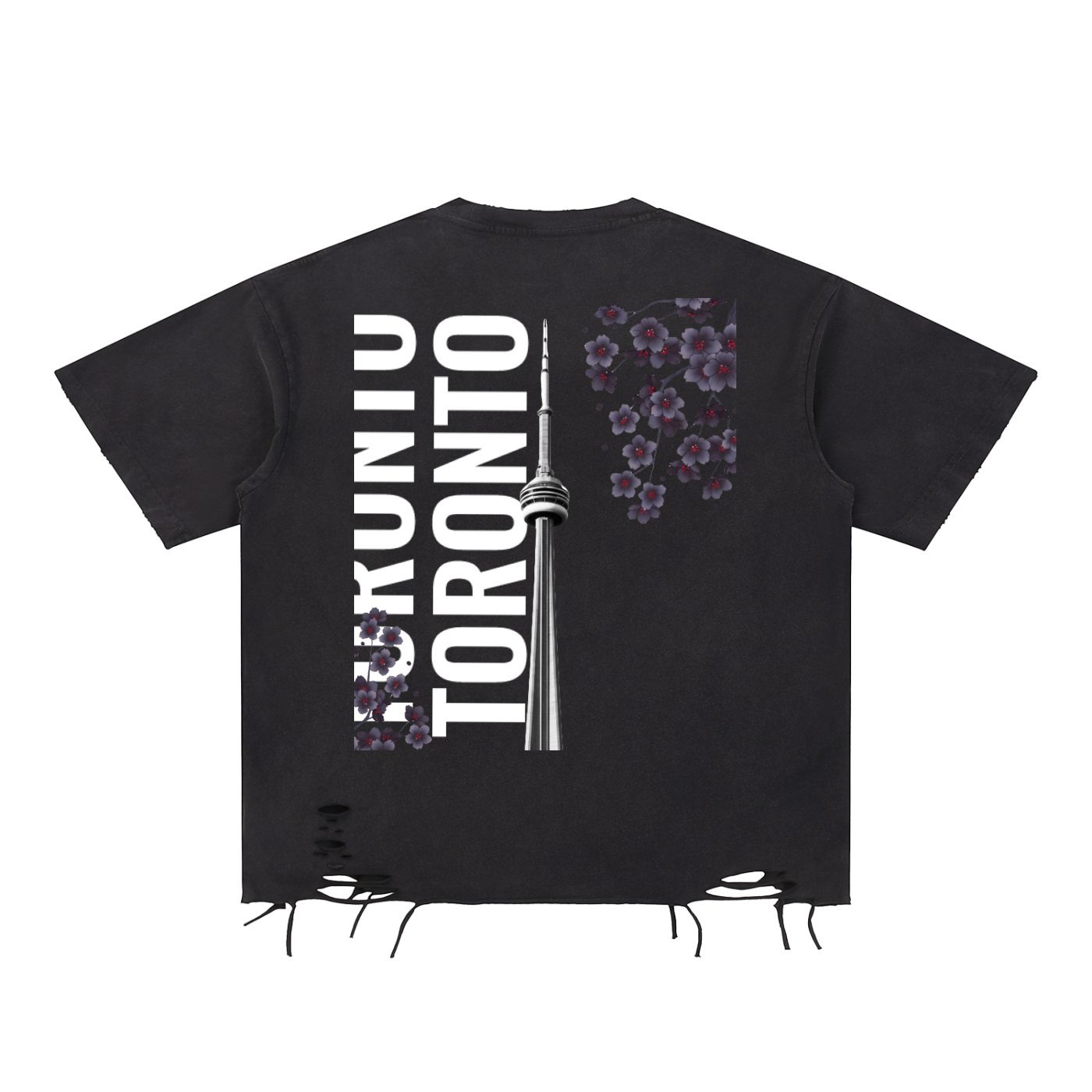 TOR Snow Washed Raw-Hem T-Shirt