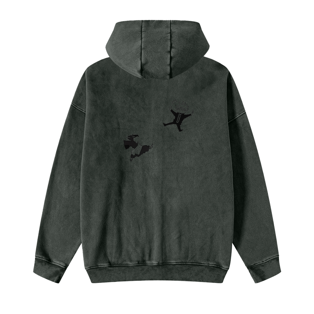 Snow Washed Zip-Through Fleece Hoodie