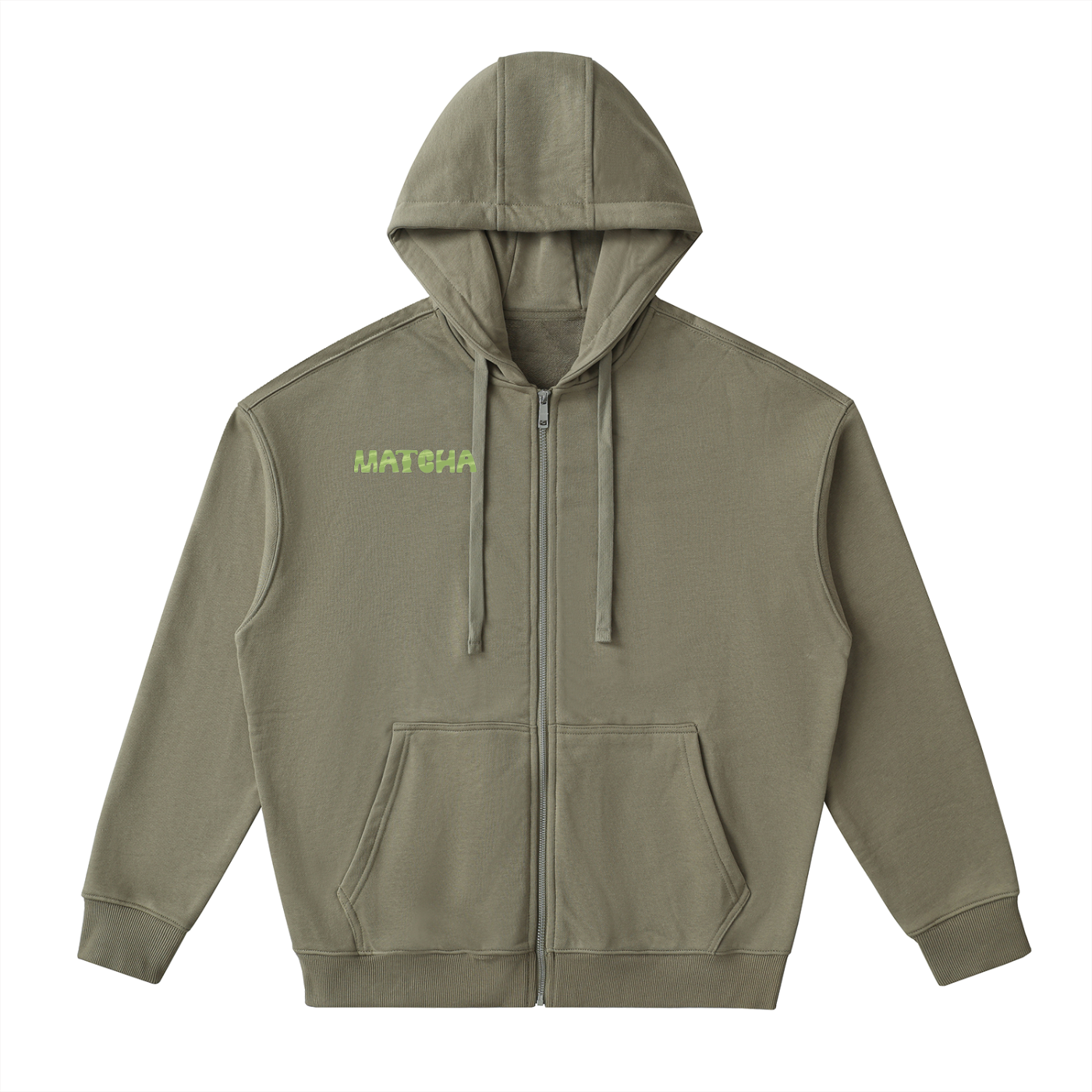 Matcha Drop-Shoulder Zip Up Hoodie
