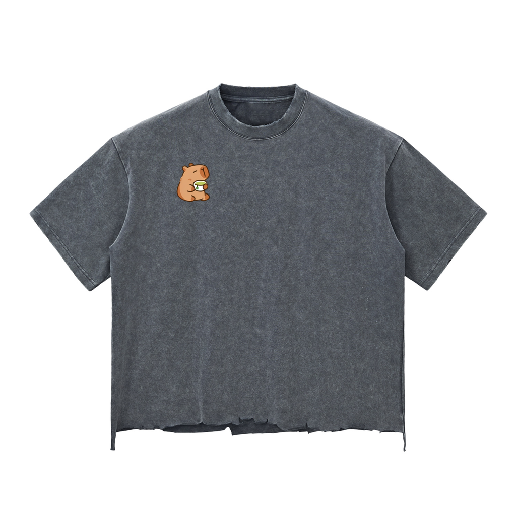 Matcha Snow Wash Raw-Hem Boxy T-shirt