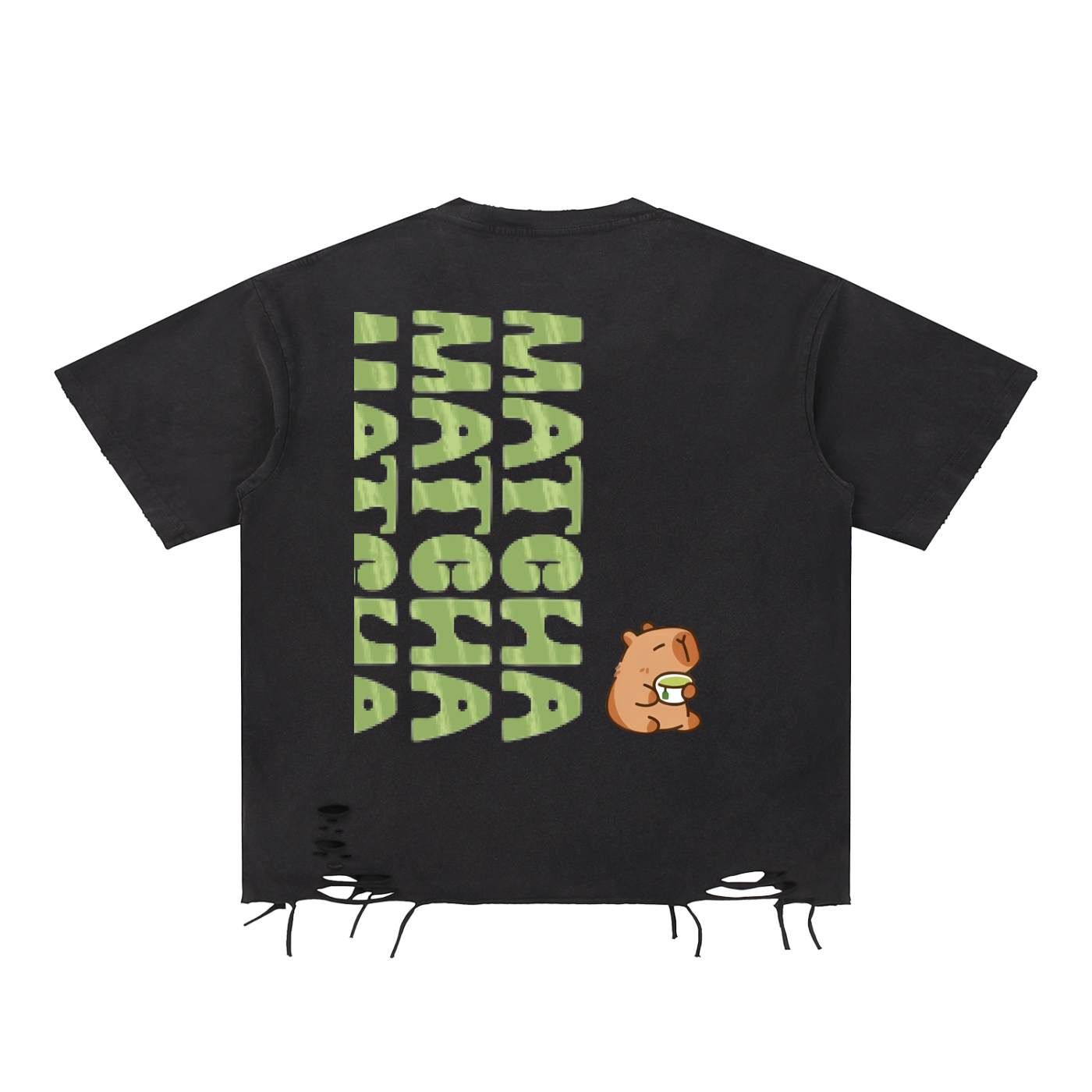 Matcha Snow Washed Raw-Hem T-Shirt