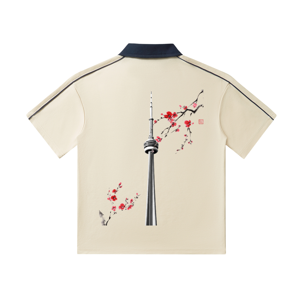 CN Tower Contrast Collar Short-Sleeve Polo Shirt