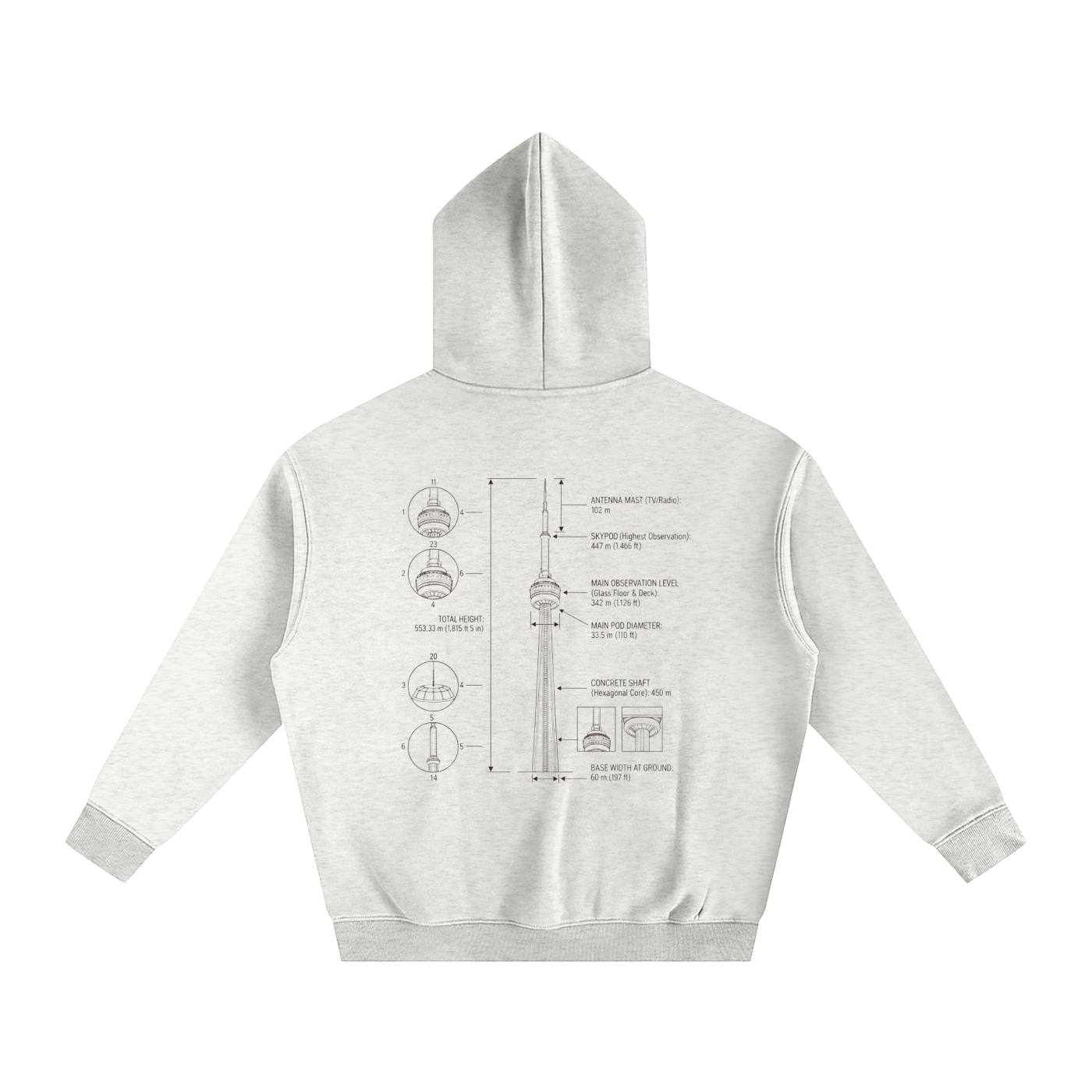 CN Tower Oversize Fleeced Hoodie