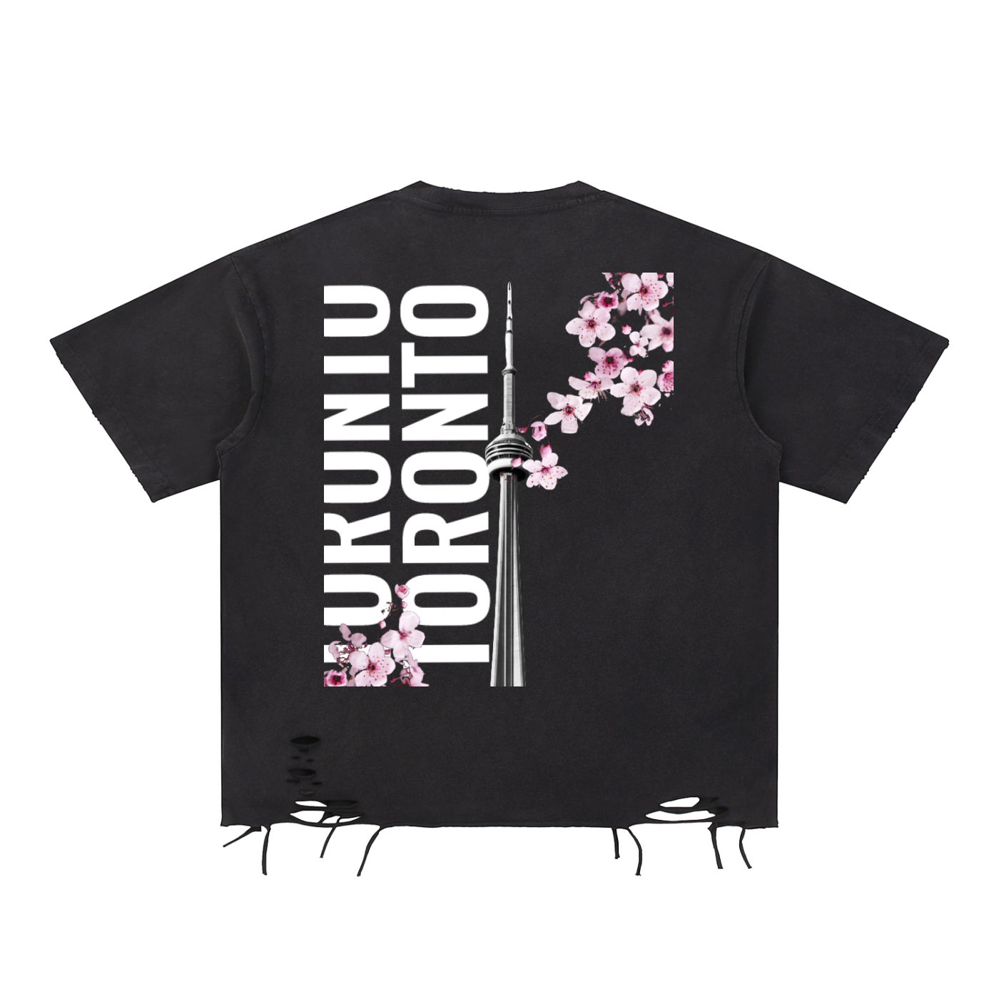 TOR Snow Washed Raw-Hem T-Shirt