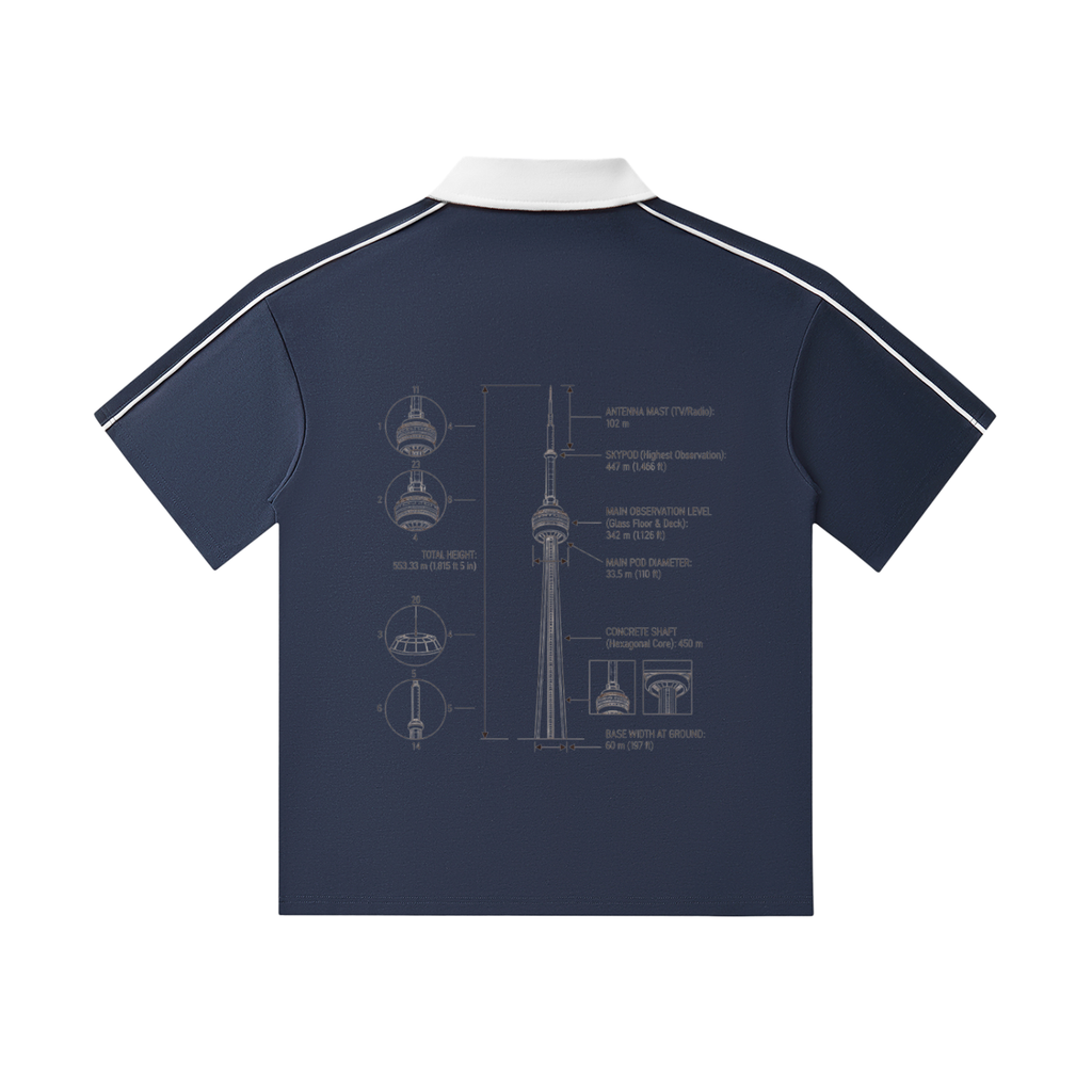CN Tower Collar Short-Sleeve Polo Shirt