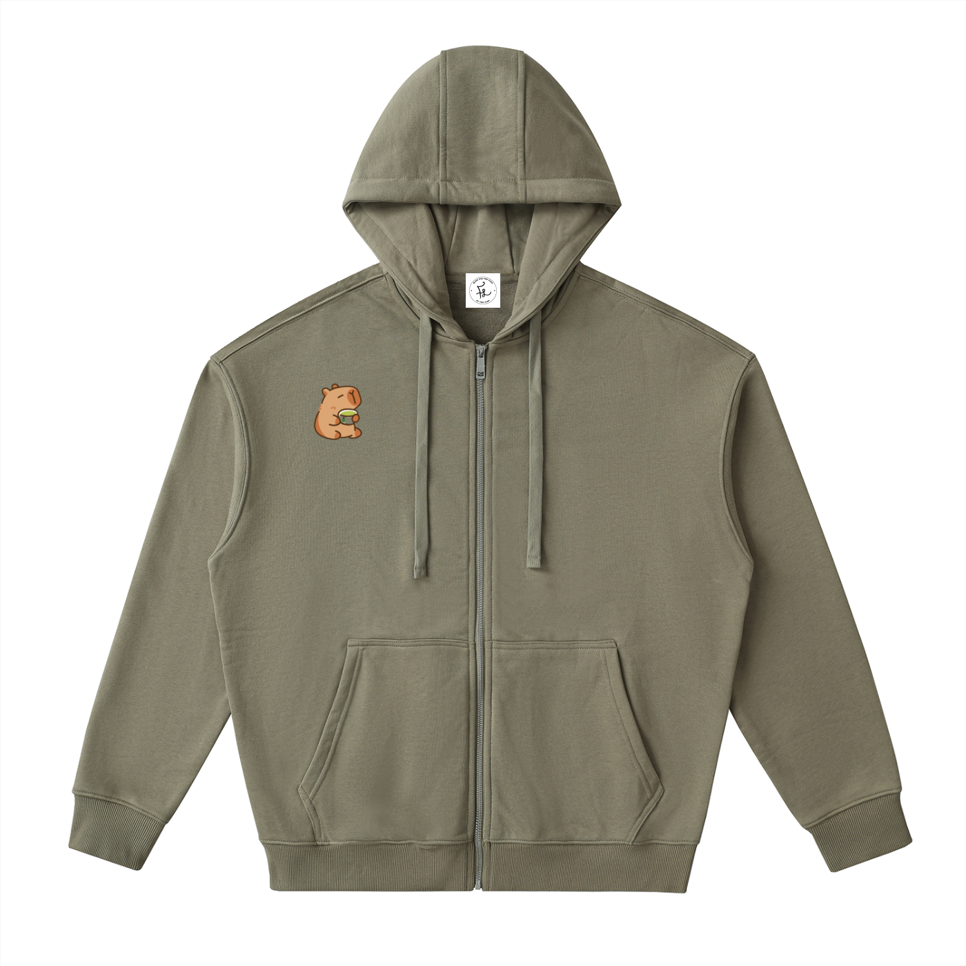 Matcha Drop-Shoulder Zip Up Hoodie