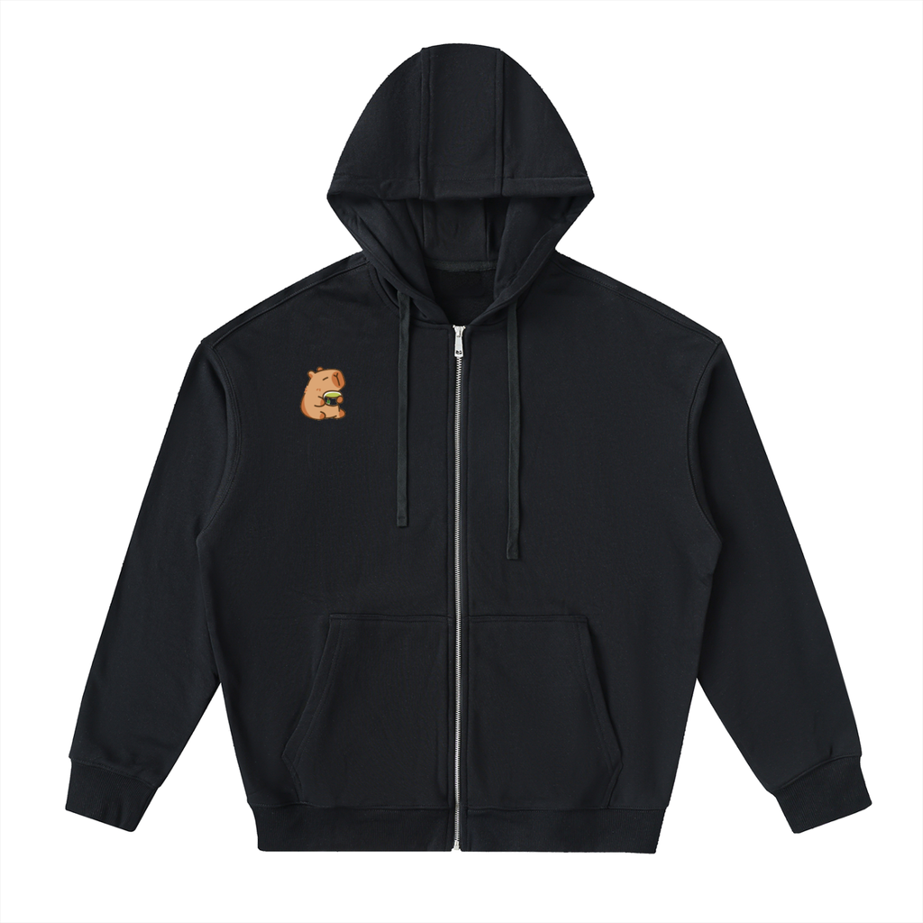 Matcha Drop-Shoulder Zip Up Hoodie