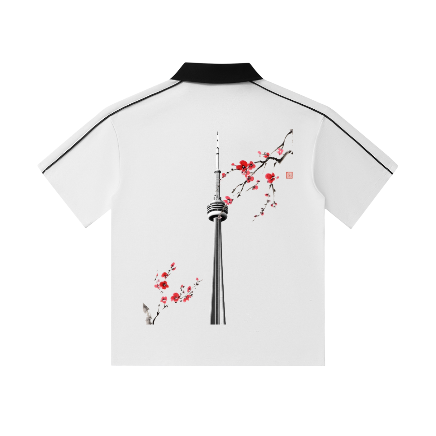 CN Tower Contrast Collar Short-Sleeve Polo Shirt