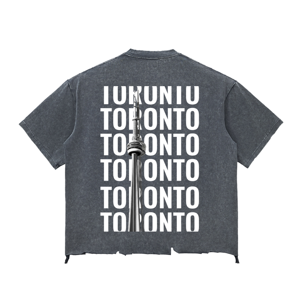 TOR Snow Wash Raw-Hem Boxy T-shirt