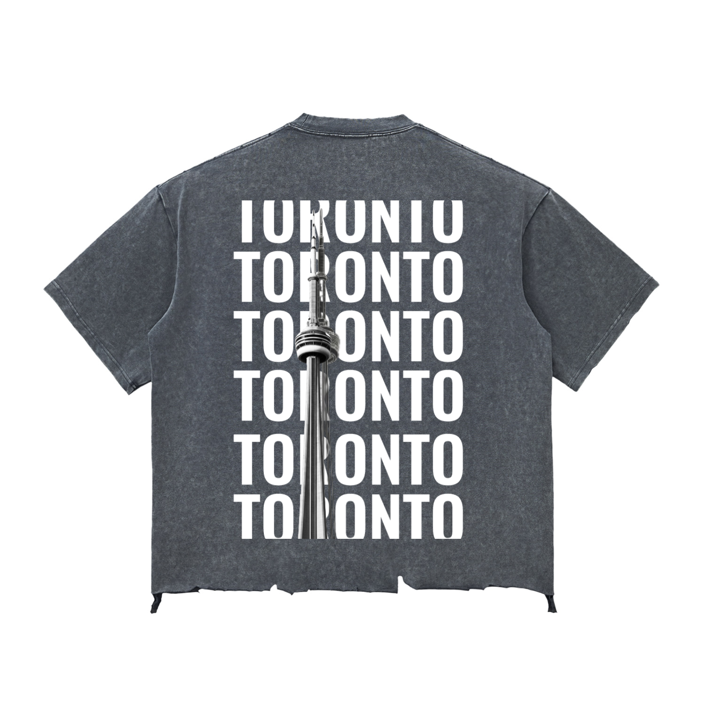 TOR Snow Wash Raw-Hem Boxy T-shirt