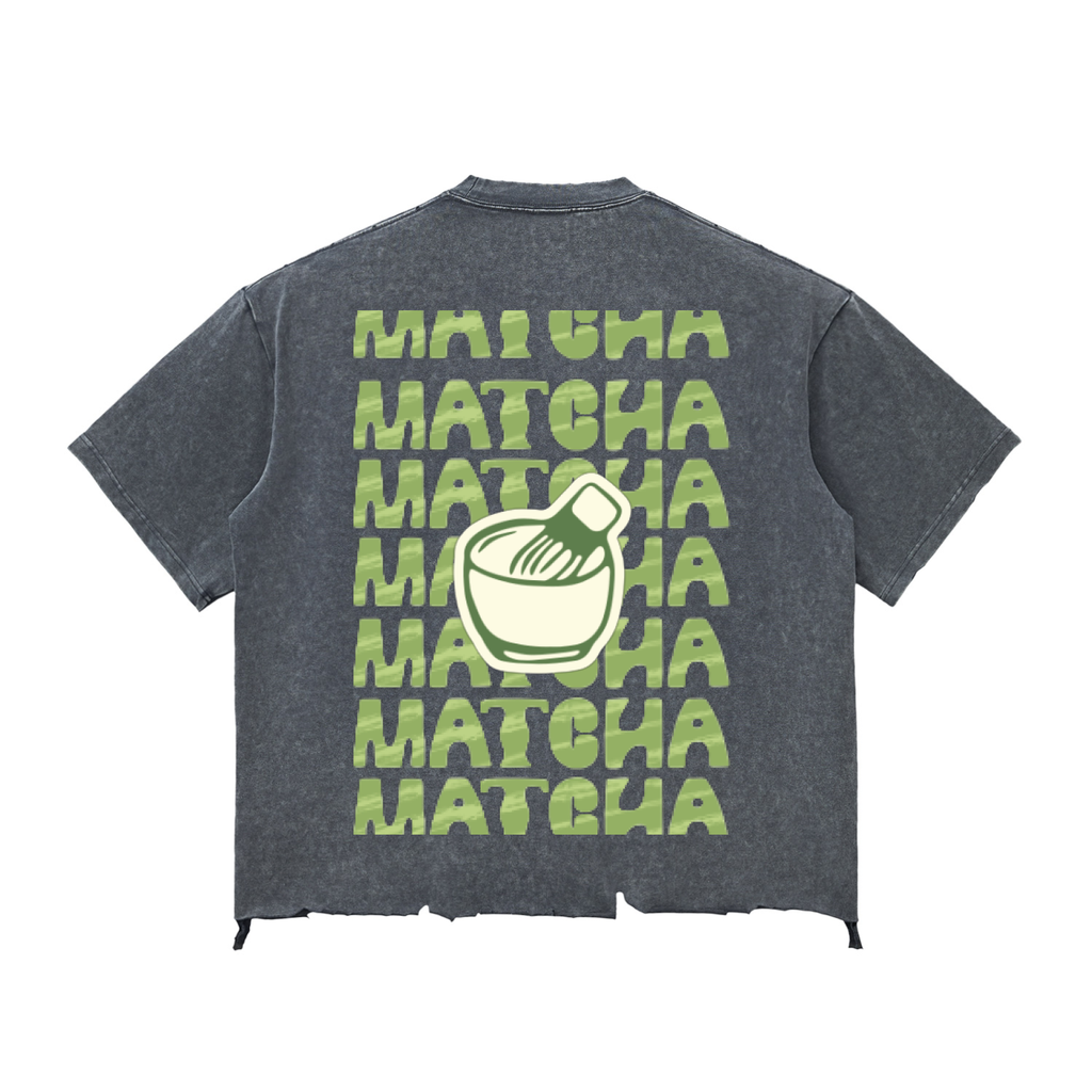 Matcha Snow Wash Raw-Hem Boxy T-shirt